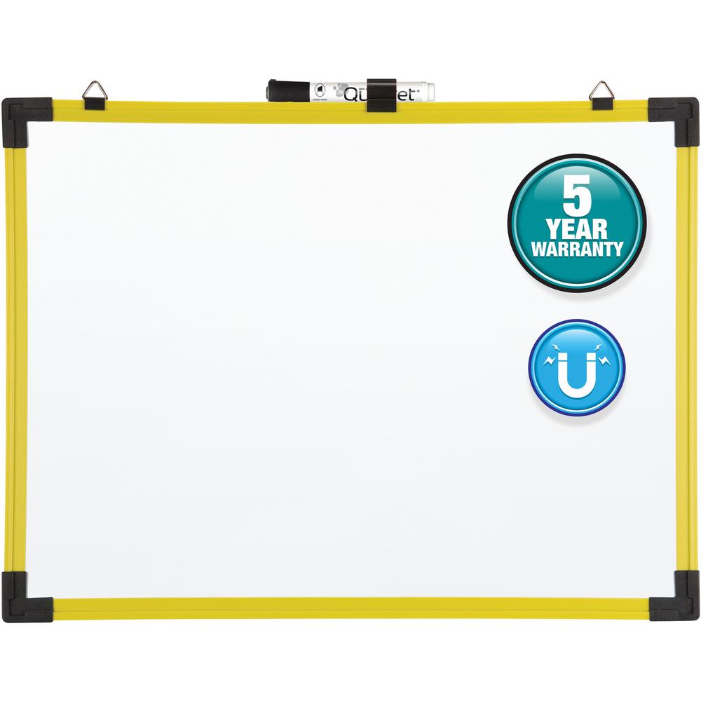 Quartet Industrial Magnetic Whiteboard - 48" (4 ft) Width x 36" (3 ft) Height - White Painted Steel Surface - Bright Yellow Aluminum Frame - Rectangle - Horizontal - Magnetic - 1 Each. Picture 1