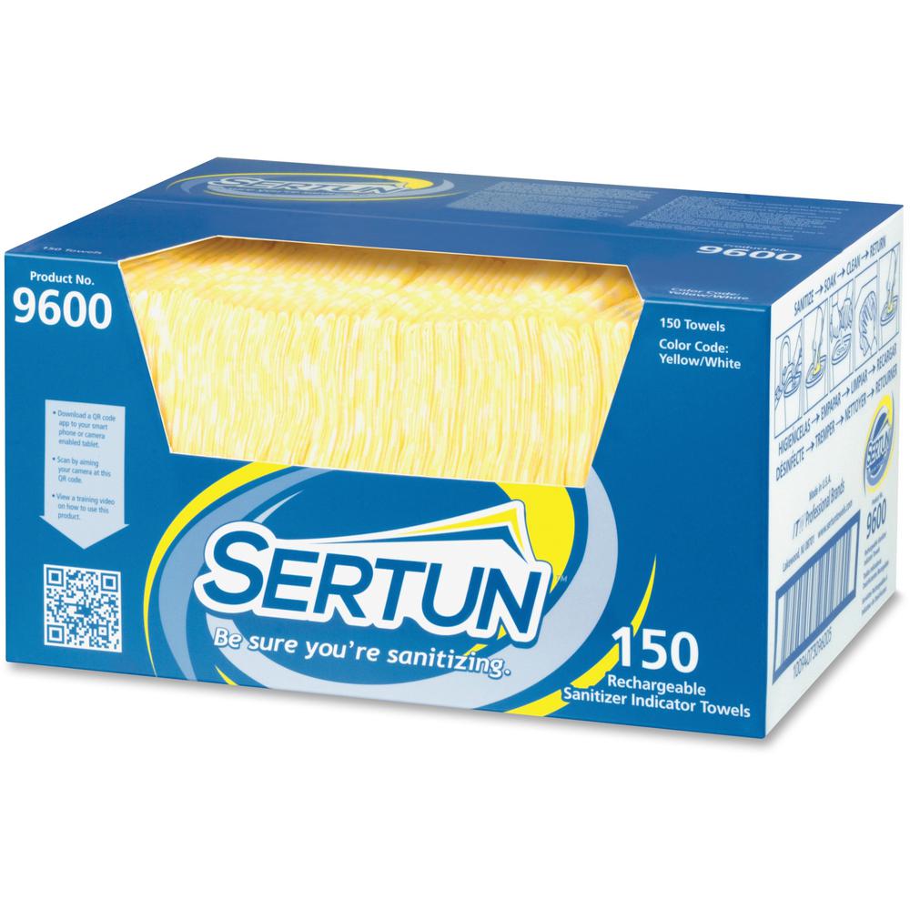 Sertun Rechargeable Sanitizer Indicator Towels - 18" Length x 13.50" Width - 150 / Carton - Rechargeable - Blue, Yellow. Picture 1