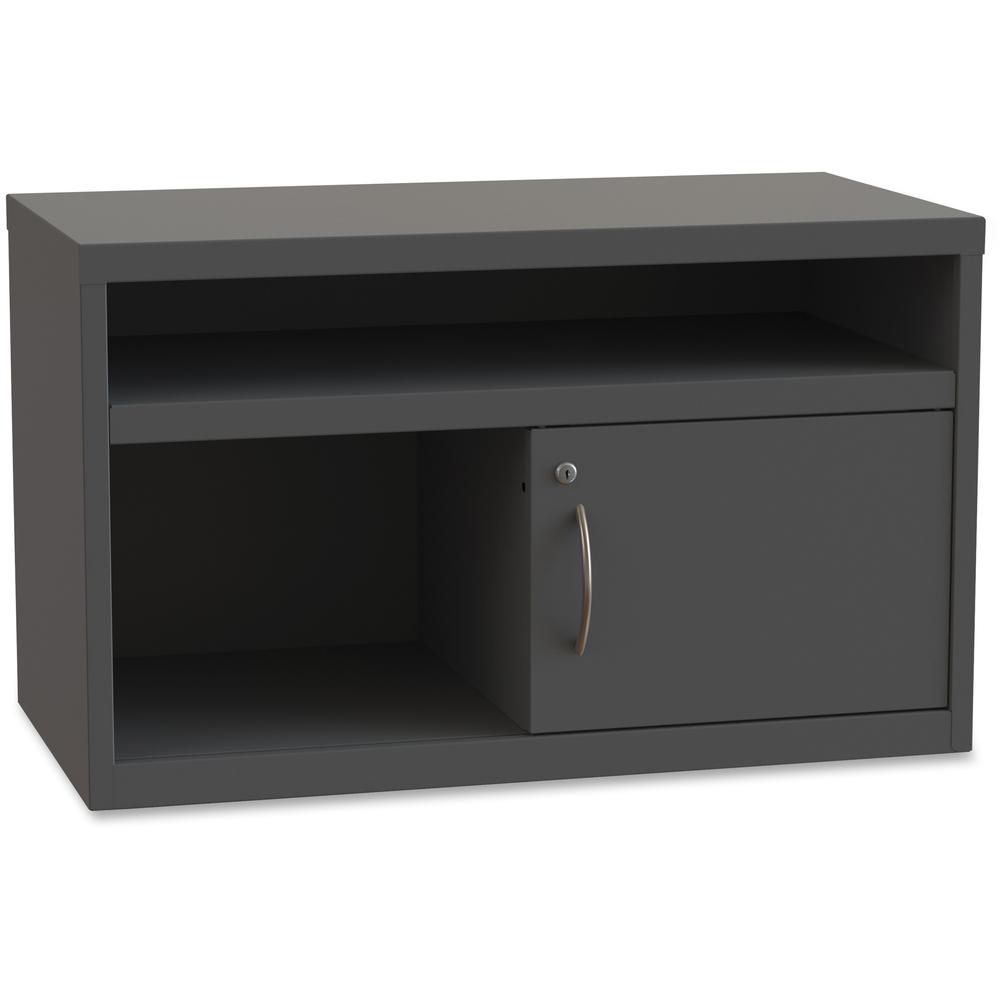 Lorell Sliding Door Lateral Credenza Sliding Door Credenza - 36" x 18.8" x 21.9" - 2 x Shelf(ves) - Sliding Door(s) - Lateral - Sliding Door, Pull Handle, Leveling Glide - Charcoal - Recycled. The main picture.