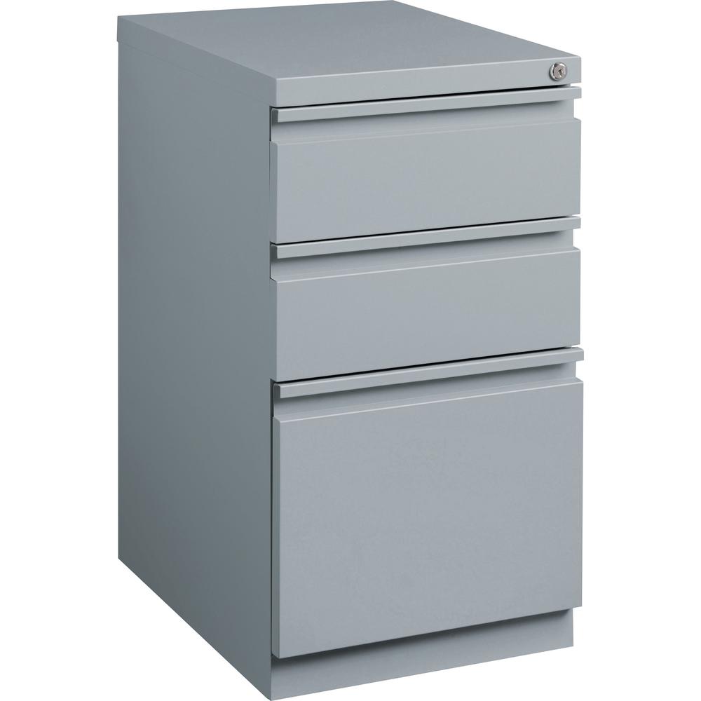 Lorell 20" Box/Box/File Mobile File Cabinet with Full-Width Pull - 15" x 19.9" x 27.8" - 3 x Drawer(s) for Box, File - Letter - Ball-bearing Suspension, Drawer Extension, Durable, Recessed Drawer - Gr. Picture 1