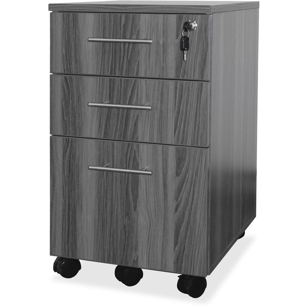 Mayline Medina Box/Box/File Mobile Pedestal - 18" x 15.5" x 26.8" - 3 x Box, File Drawer(s) - Material: Steel - Finish: Gray, Laminate - Stain Resistant, Water Resistant, Abrasion Resistant, Ball-bear. Picture 1