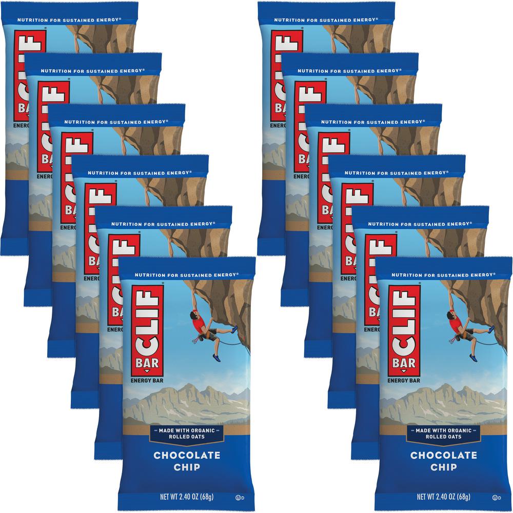 Clif Bar Chocolate Chip Energy Bar - Individually Wrapped - Chocolate Chip - 2.40 oz - 12 / Box. The main picture.