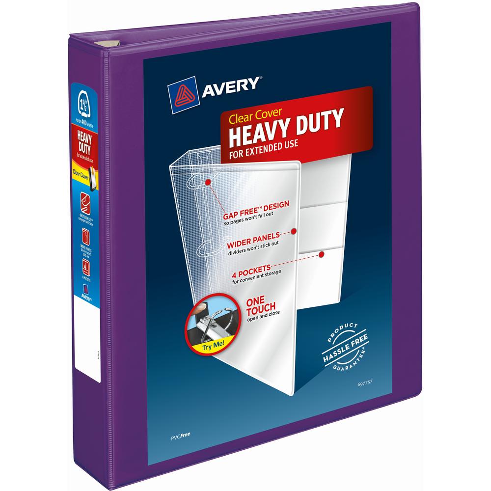 Avery&reg; Heavy-Duty View Binders - Locking One Touch EZD Rings - 1 1/2" Binder Capacity - Letter - 8 1/2" x 11" Sheet Size - 400 Sheet Capacity - Ring Fastener(s) - 4 Pocket(s) - Polypropylene - Rec. Picture 1