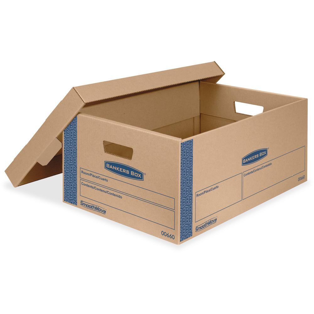 Bankers Box SmoothMove Moving Boxes - Internal Dimensions: 15" Width x 24" Depth x 10" Height - External Dimensions: 15.9" Width x 25.4" Depth x 10.3" Height - Media Size Supported: Legal - Lid Lock C. Picture 1