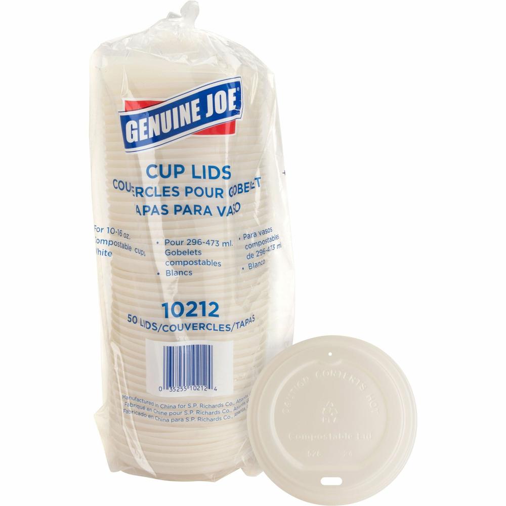 Genuine Joe Vented Hot Cup Lid - Polystyrene - 50 / Pack - White. Picture 1