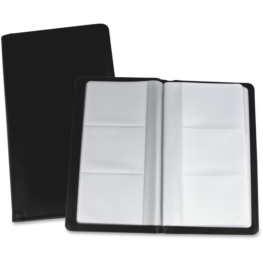 Lorell Business Card Storage Holder - 0.7" x 4.8" x 7" x - Vinyl, Plastic - 1 Each - Black, Clear. Picture 1