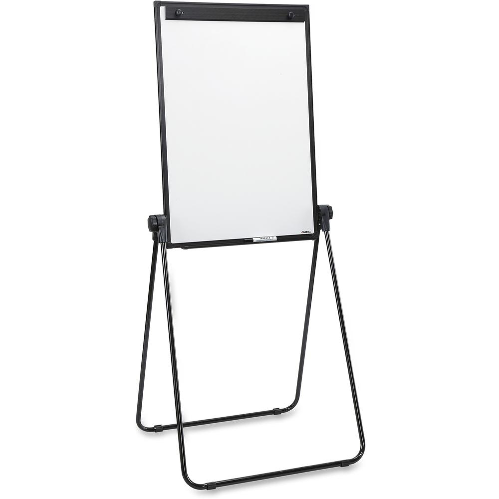 Lorell 2-sided Dry-Erase Easel with Flip-Chart Clip - 36" (3 ft) Width x 24" (2 ft) Height - Melamine Surface - Black Steel Frame - Rectangle - 1 Each. Picture 1