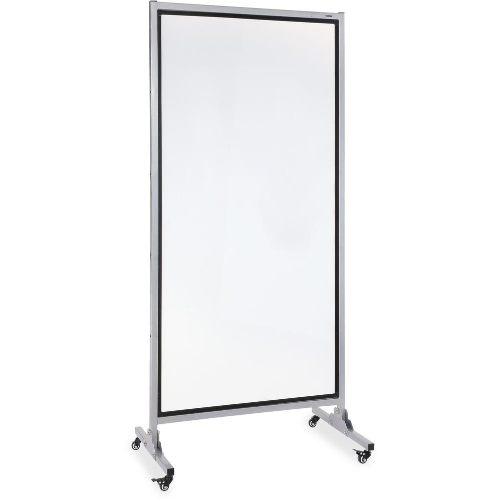 Lorell Double-sided Dry-Erase Easel/Room Divider - 37.5" (3.1 ft) Width x 82.5" (6.9 ft) Height - White Steel Surface - Black Aluminum Frame - Rectangle - Magnetic - 1 Each. Picture 1