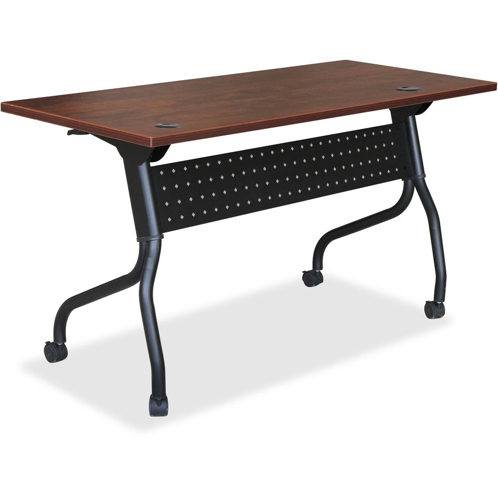 Lorell Flip Top Training Table - Rectangle Top - Four Leg Base - 4 Legs x 48" Table Top Width x 23.60" Table Top Depth - 29.50" Height x 47.25" Width x 23.63" Depth - Cherry - Melamine, Nylon - 1 Each. Picture 1