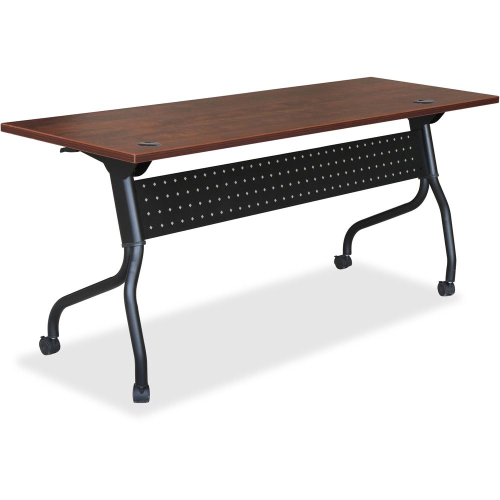 Lorell Flip Top Training Table - Rectangle Top - Four Leg Base - 4 Legs x 72" Table Top Width x 23.60" Table Top Depth - 29.50" Height x 28.70" Width x 23.63" Depth - Assembly Required - Cherry - Mela. Picture 1