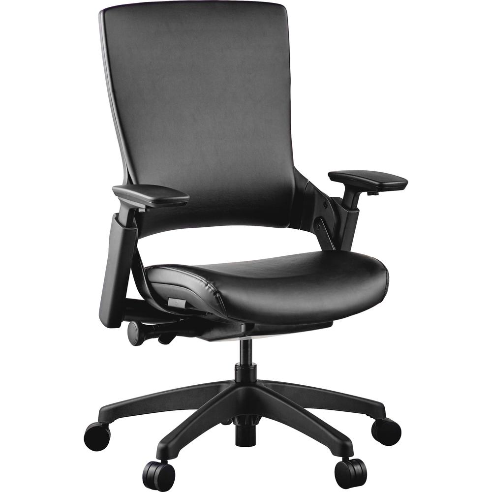 Lorell Serenity Series Executive Multifunction High-back Chair - Leather Seat - Black - Leather - 1 Each. The main picture.