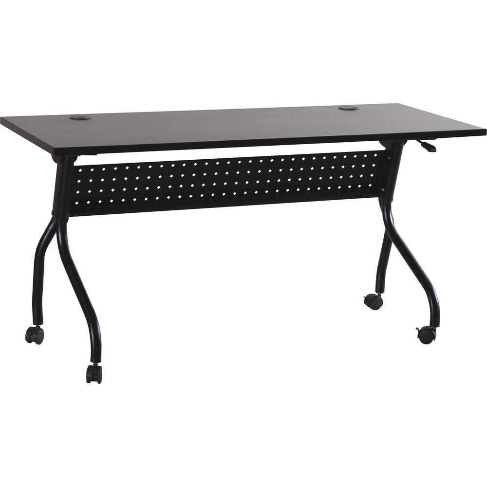 Lorell Flip Top Training Table - Rectangle Top - Four Leg Base - 4 Legs x 48" Table Top Width x 23.50" Table Top Depth - 29.50" Height x 47.25" Width x 23.63" Depth - Assembly Required - Black, Espres. Picture 1