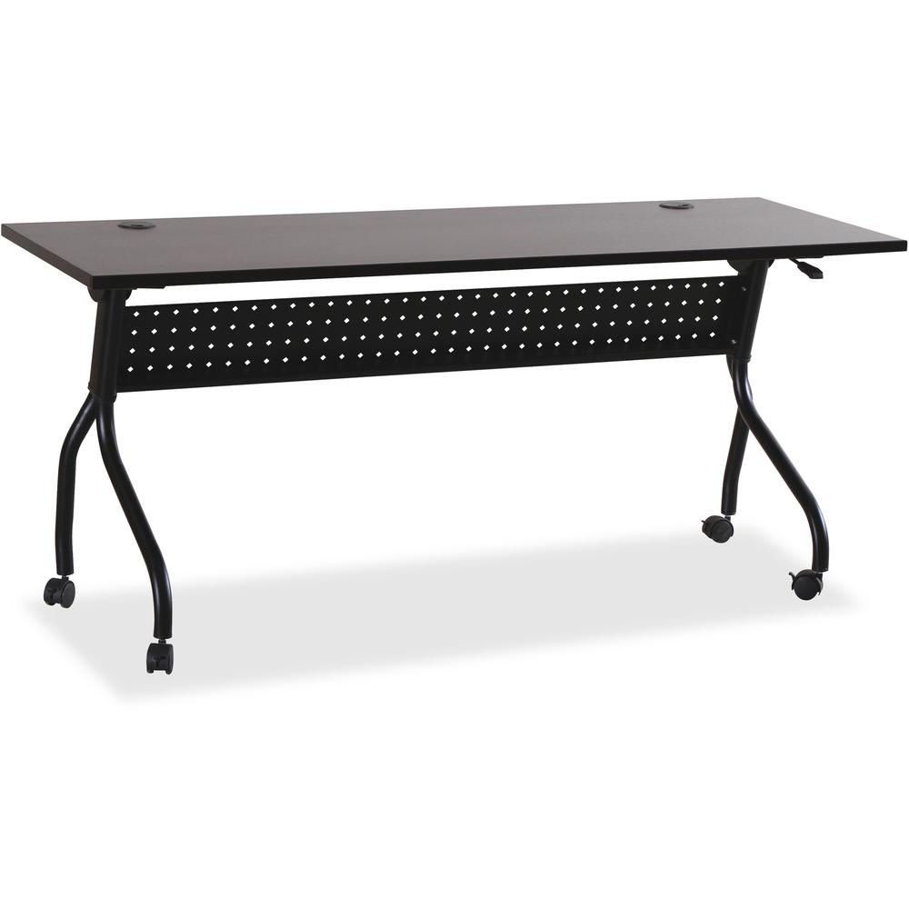 Lorell Espresso/Black Training Table - For - Table TopRectangle Top - Four Leg Base - 4 Legs x 72" Table Top Width x 23.50" Table Top Depth - 29.50" Height x 70.88" Width x 23.63" Depth - Assembly Req. Picture 1
