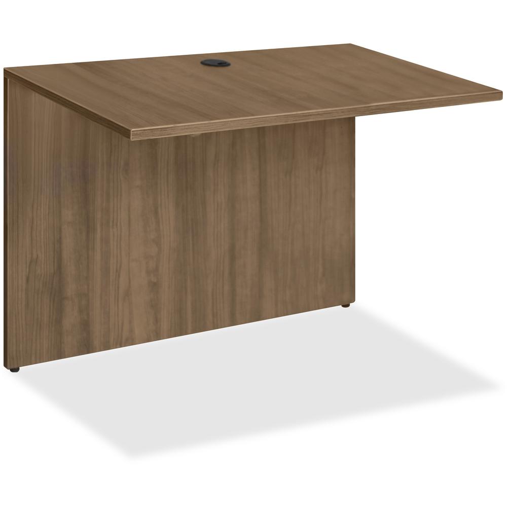 Lorell Essentials Series Bridge - 47.3" x 23.6"29.5" Bridge, 1" Top - Finish: Walnut - Laminate Table Top - Durable, Grommet, Back Panel, Cord Management, Modesty Panel - For Office. Picture 1