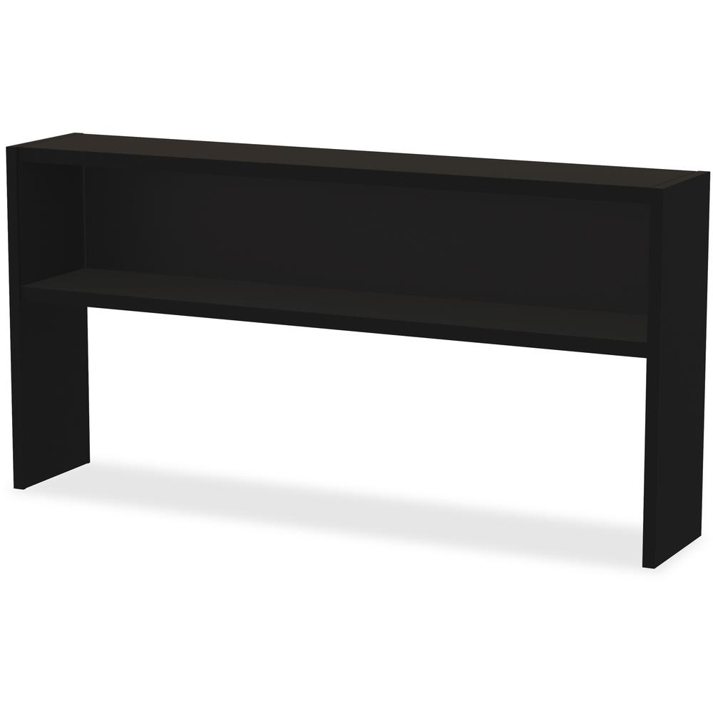 Lorell Fortress Modular Series Stack-on Hutch - 72" - Material: Steel - Finish: Black - Grommet, Cord Management. Picture 1