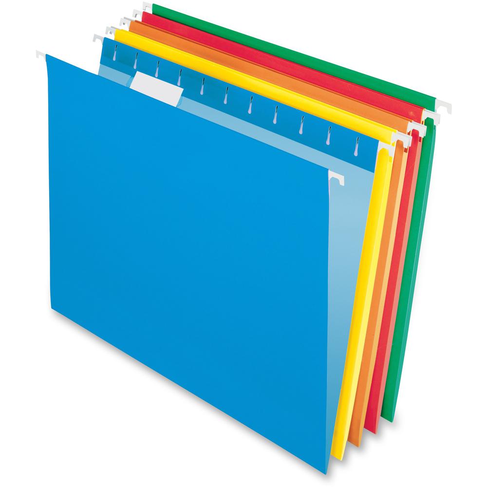 Pendaflex 1/5 Tab Cut Letter Recycled Hanging Folder - 8 1/2" x 11" - Assorted - 100% Recycled - 25 / Box. Picture 1