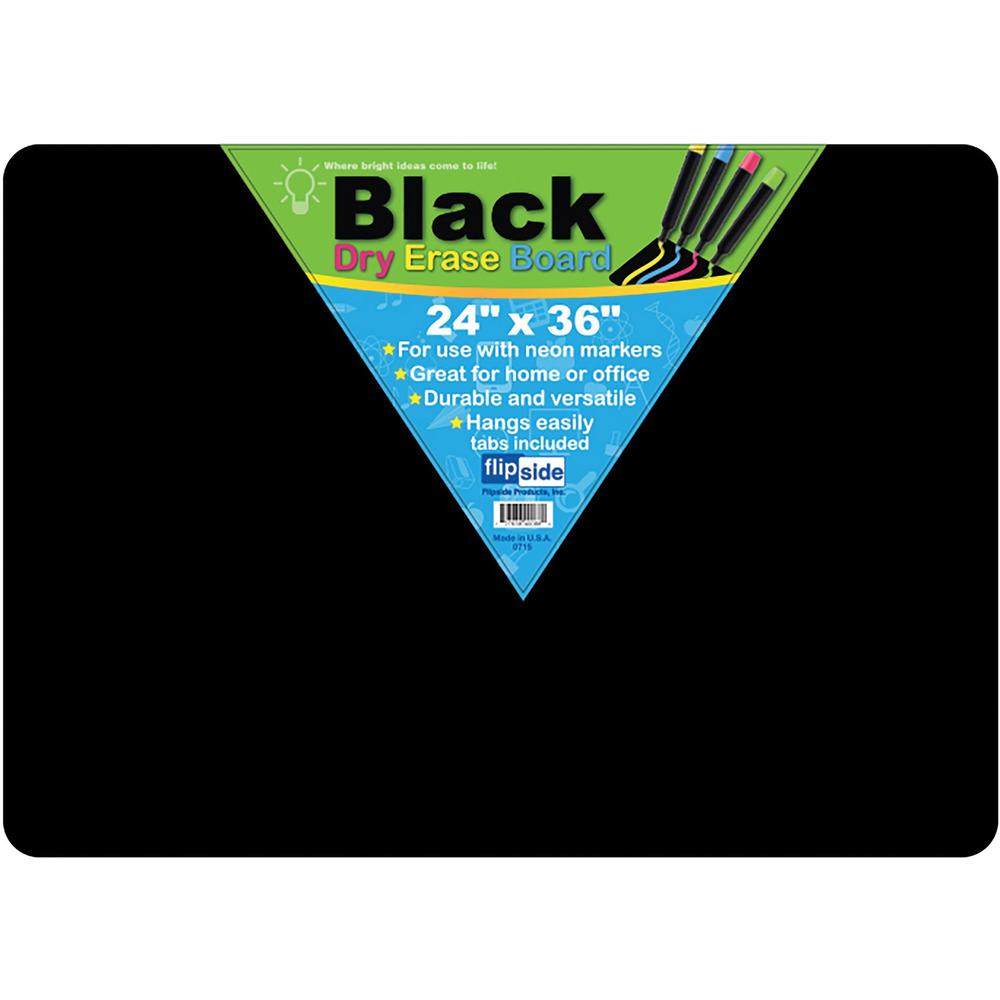 Flipside Black Dry Erase Board - 24" (2 ft) Width x 36" (3 ft) Height - Black Surface - Rectangle - 1 Each. Picture 1