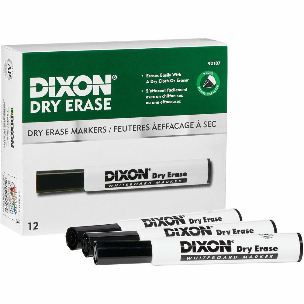 Ticonderoga Dry Erase Markers - Broad, Fine Marker Point - Chisel Marker Point Style - Black - 1 Dozen. Picture 1