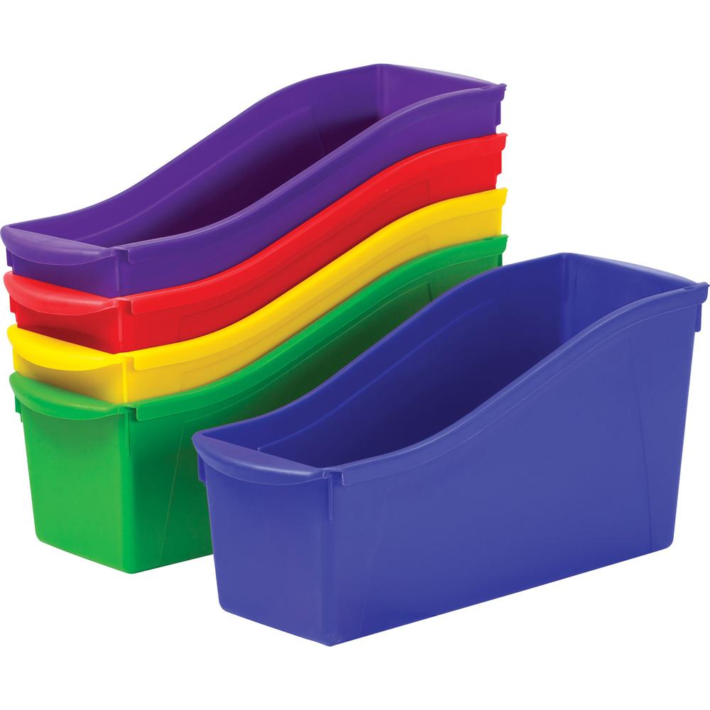 Storex Book Bin Set - 1 Compartment(s) - 12.6" Height x 5.3" Width x 14.3" Depth - 50% Recycled - Plastic - 5 / Set. The main picture.