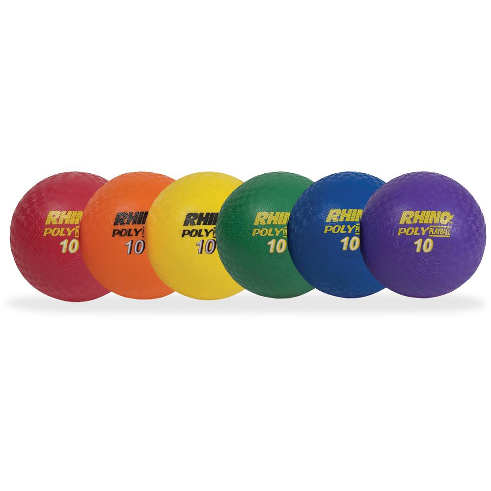 Champion Sports 10 Inch Poly Playground Ball Set - 10" - Red, Orange, Yellow, Green, Blue, Purple - 6 / Set. Picture 1