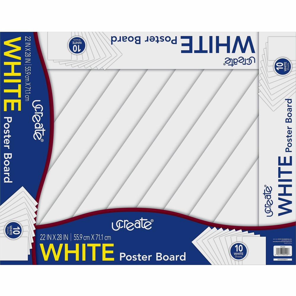 UCreate Poster Board Package - Multipurpose - 28"Height x 22"Width - 10 / Pack - White. Picture 1