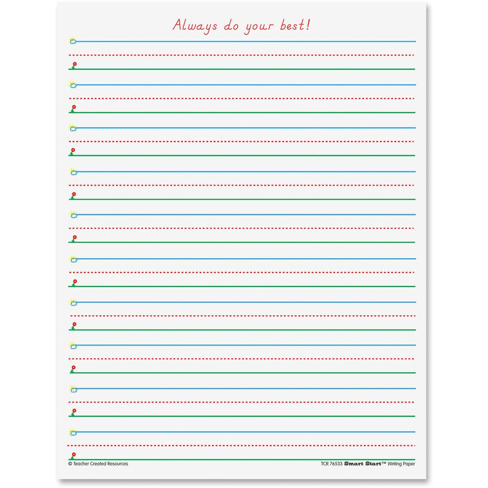 Teacher Created Resources Smart Start 1 - 2 Writing Paper - Letter - 0.63" Ruled - 8 1/2" x 11" - White Paper - 360 / Pack. The main picture.