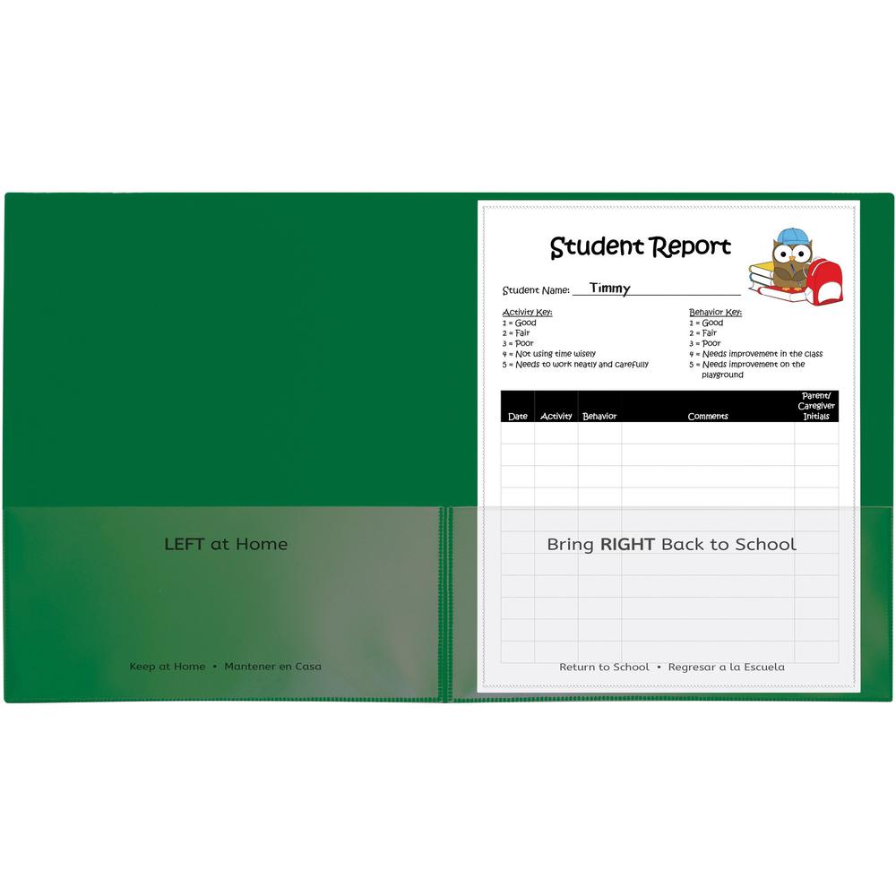 C-Line Classroom Connector Letter Report Cover - 8 1/2" x 11" - 2 Internal Pocket(s) - Green - 25 / Box. Picture 1