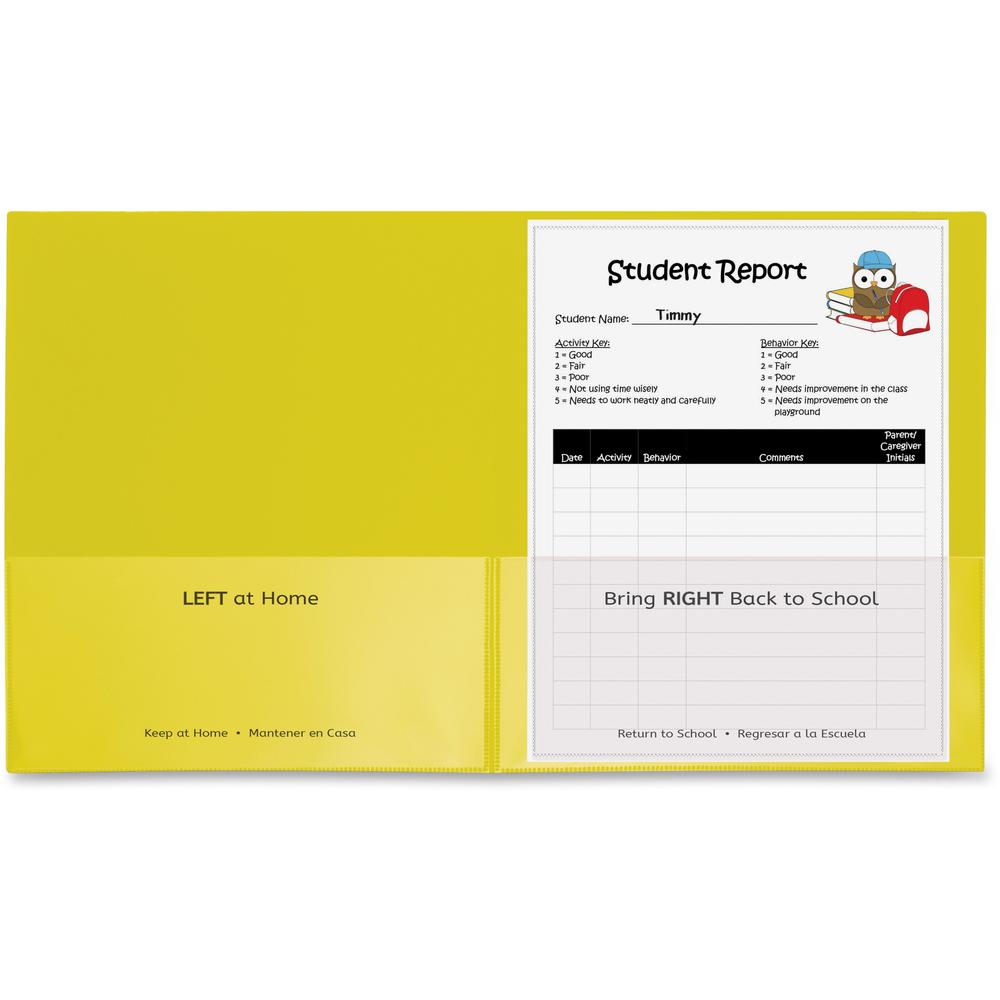 C-Line Classroom Connector Letter Report Cover - 8 1/2" x 11" - 2 Internal Pocket(s) - Polypropylene - Yellow - 25 / Box. The main picture.