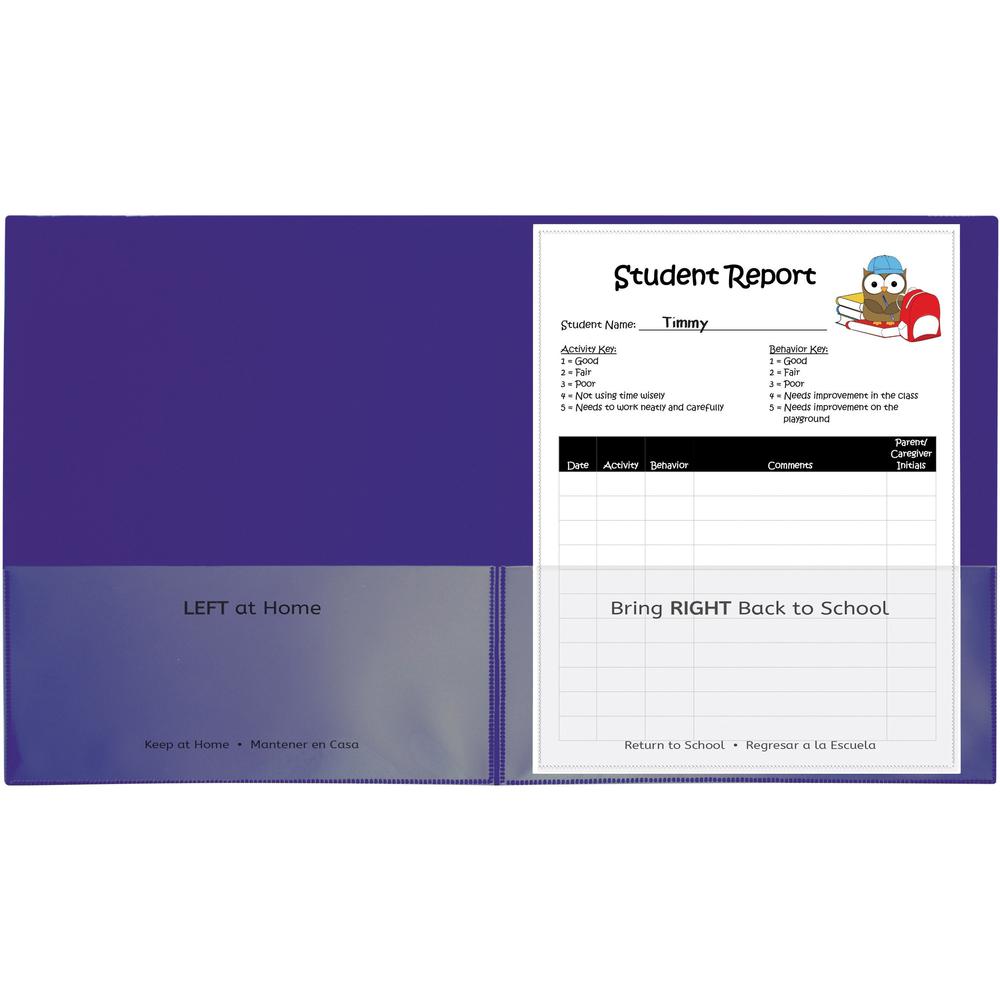 C-Line Classroom Connector Letter Report Cover - 8 1/2" x 11" - 2 Internal Pocket(s) - Polypropylene - Purple - 25 / Box. The main picture.