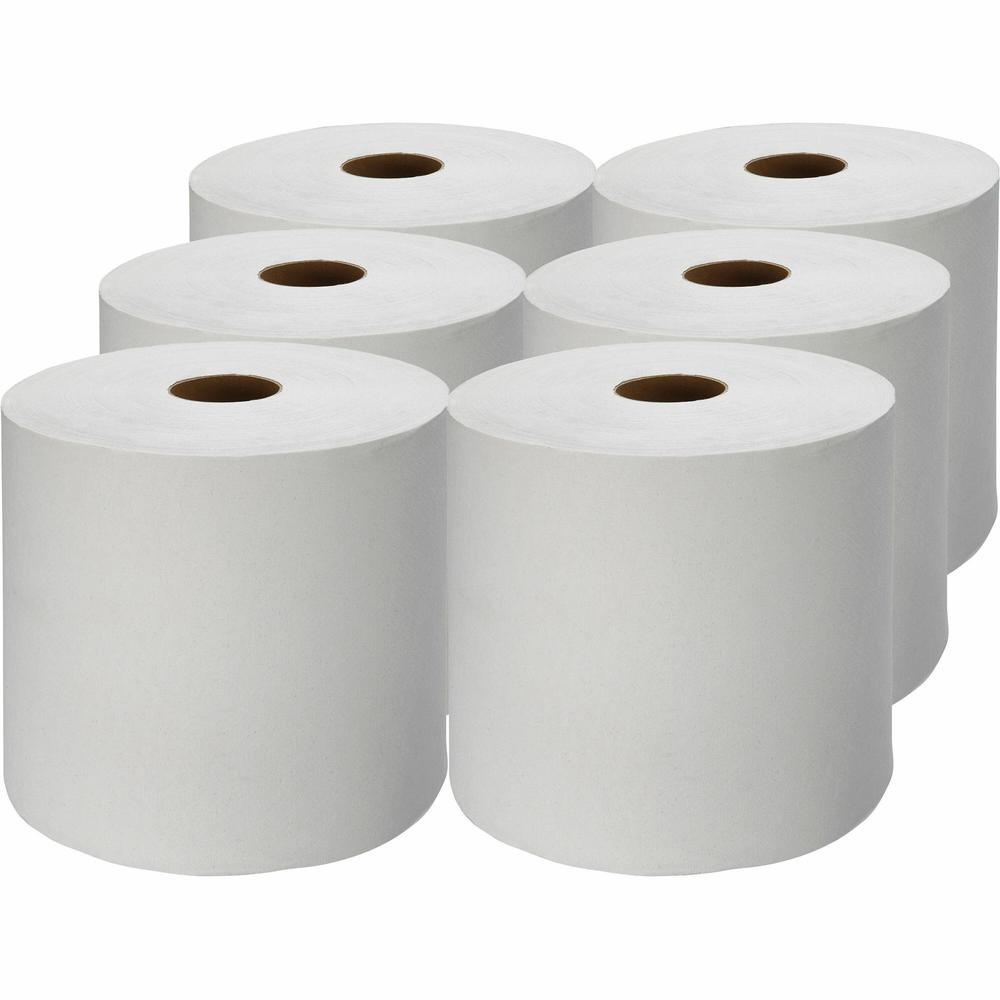 Genuine Joe Hardwound Roll Paper Towels - 7.88" x 1000 ft - 2" Core - White - 6 / Carton. Picture 1