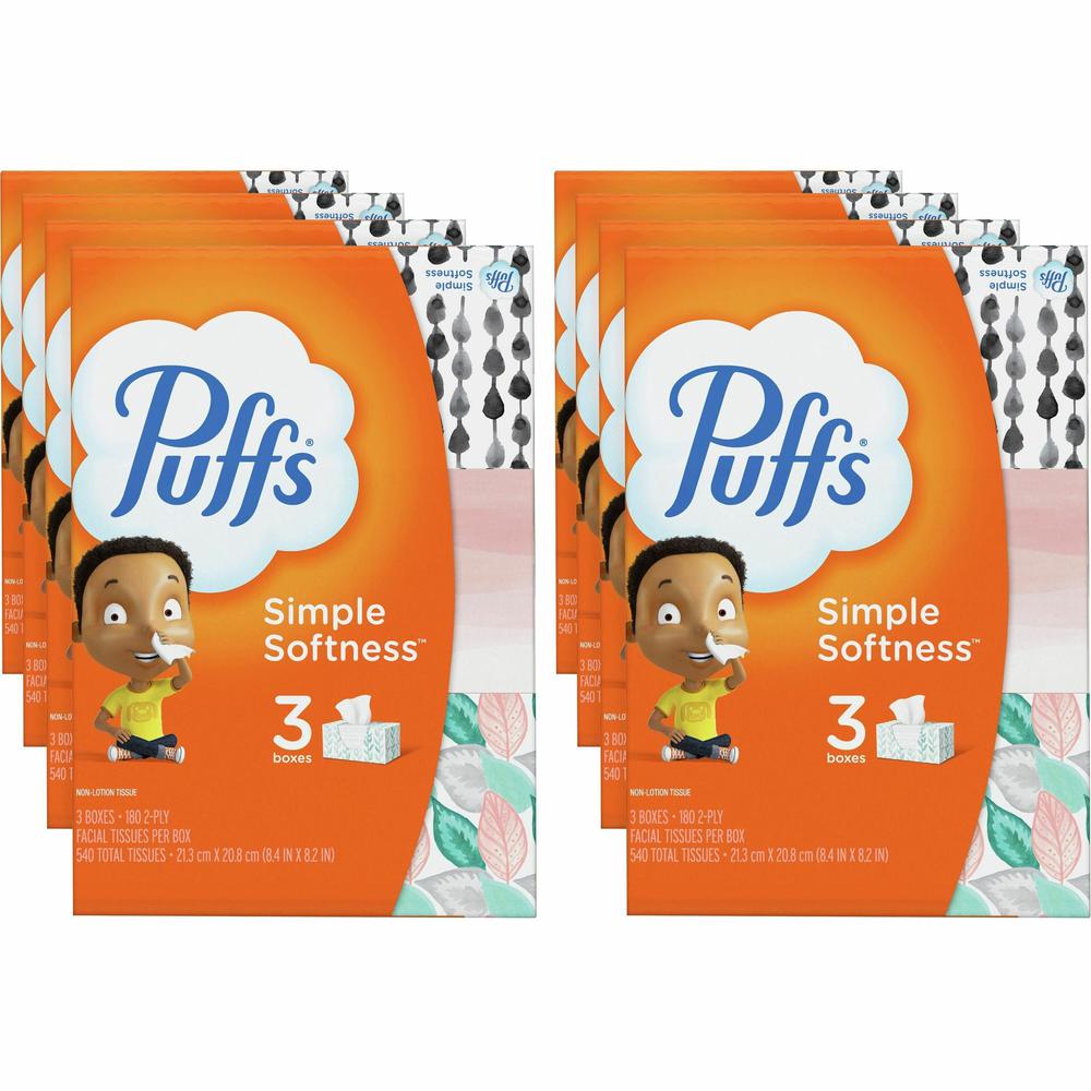 Puffs Basic Facial Tissues - 2 Ply - Assorted - 180 Per Box - 24 / Carton. Picture 1