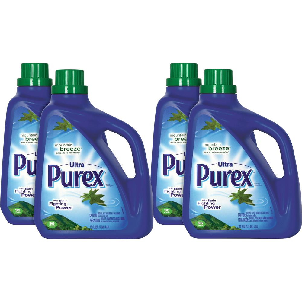 Purex Ultra Laundry Detergent - Concentrate - 149.8 fl oz (4.7 quart) - Mountain Breeze Scent - 4 / Carton - Blue. Picture 1
