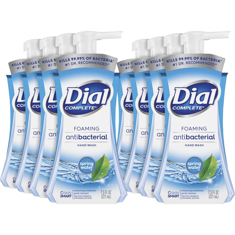 Dial Complete Spring Water Foaming Soap - Spring Water ScentFor - 7.5 fl oz (221.8 mL) - Pump Bottle Dispenser - Kill Germs - Hand - Blue - 8 / Carton. Picture 1