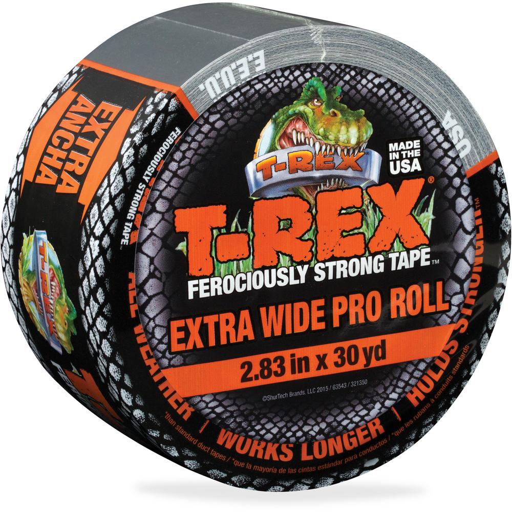 T-REX Ferociously Strong Tape - 30 yd Length x 2.83" Width - Polyethylene, Cloth - 1 / Roll - Silver. Picture 1