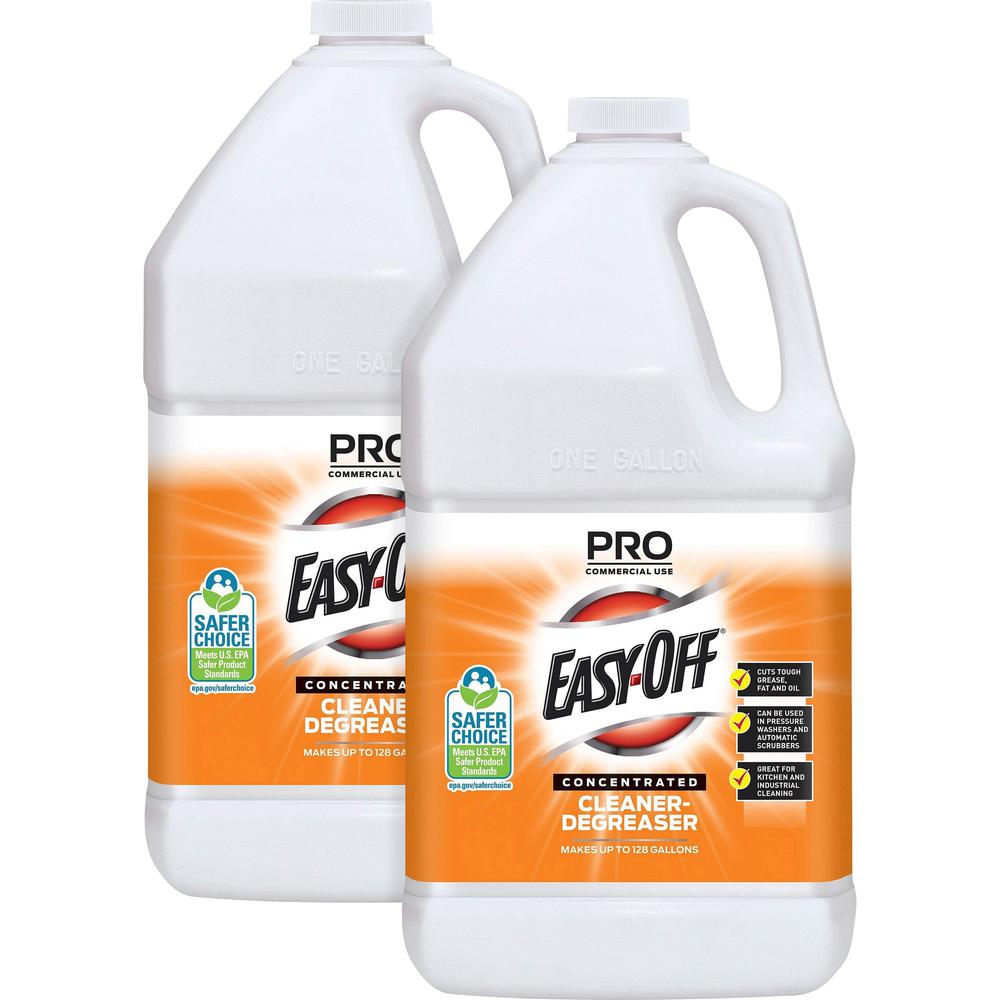 Easy-Off Professional Concentrated Cleaner-Degreaser - Concentrate Liquid - 128 fl oz (4 quart) - 2 / Carton - Green. Picture 1