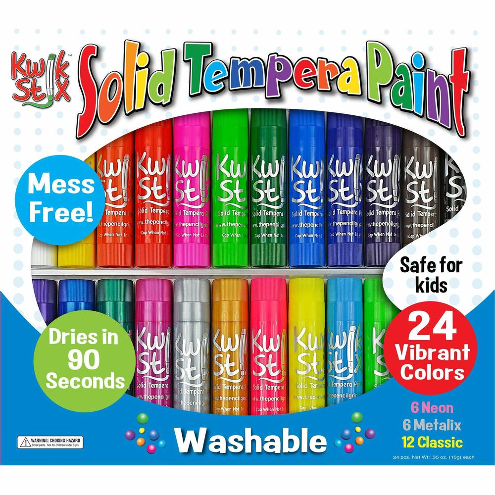 The Pencil Grip Tempera Paint 24-color Mess Free Set - 24 / Set - Assorted, Neon, Metallic. Picture 1