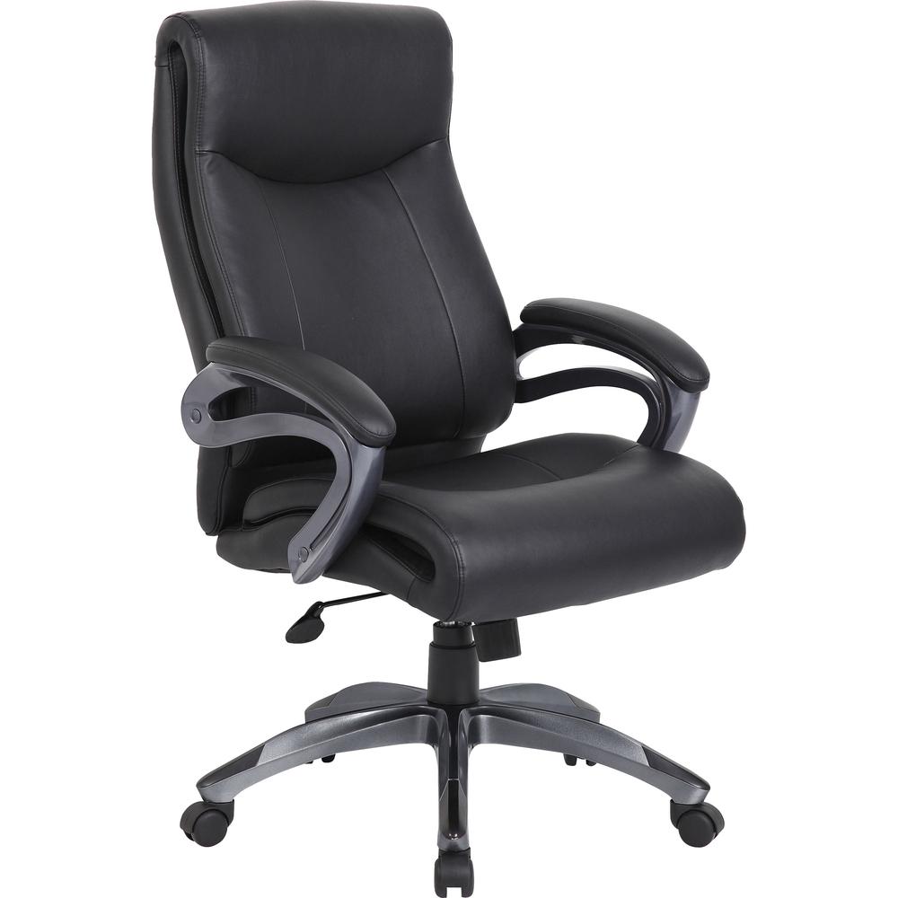 Boss B8661 Executive Chair - Black LeatherPlus Seat - Gray Leather Back - Black, Gray Nylon Frame - 5-star Base - 1 Each. The main picture.