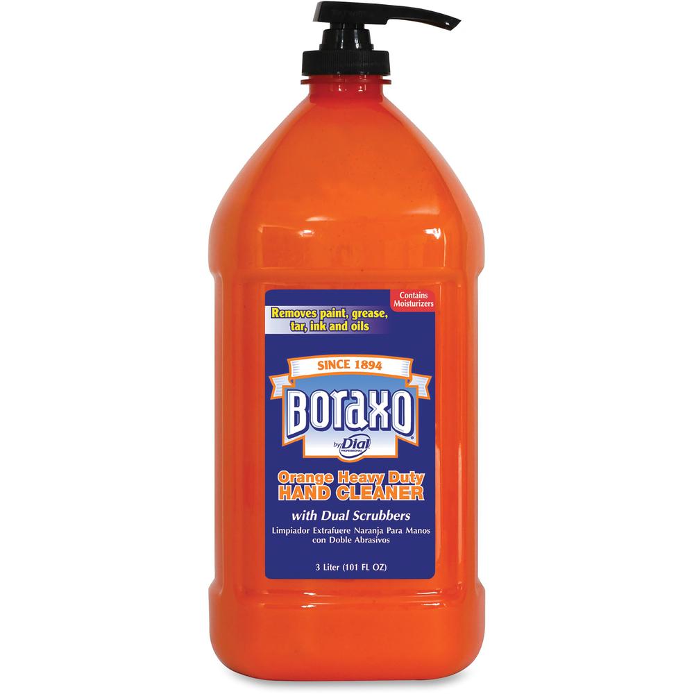 Dial Boraxo Orange Heavy Duty Hand Cleaner - 101.4 fl oz (3 L) - Pump Bottle Dispenser - Grease Remover, Grime Remover, Ink Remover, Tar Remover - Hand, Skin - Orange - Heavy Duty - 1 Each. The main picture.