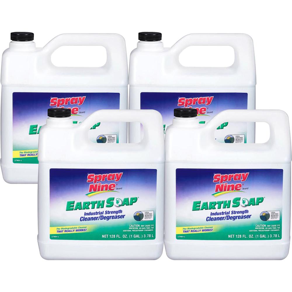 Spray Nine Earth Soap Cleaner/Degreaser - Concentrate Liquid - 128 fl oz (4 quart) - 4 / Carton - Clear. The main picture.