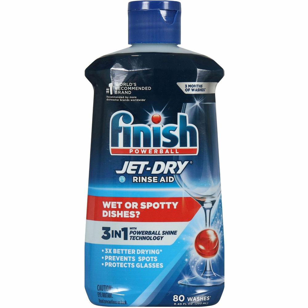Finish Jet-Dry Rinse Aid - 8.45 oz (0.53 lb)Bottle - 8 / Carton - Blue. Picture 1