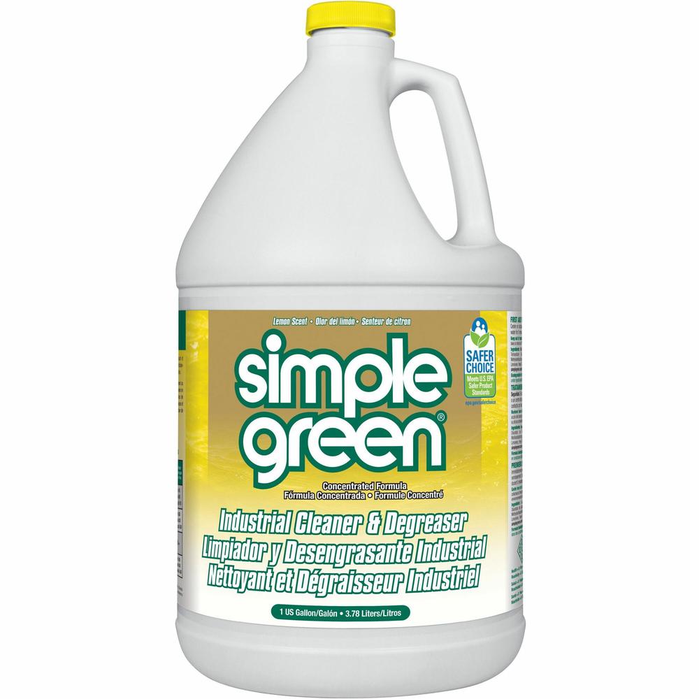 Simple Green Industrial Cleaner/Degreaser - Concentrate - 128 fl oz (4 quart) - Lemon Scent - 6 / Carton - Non-toxic, VOC-free, Butyl-free, Phosphate-free, Non-abrasive, Non-corrosive, Deodorize, Non-. Picture 1