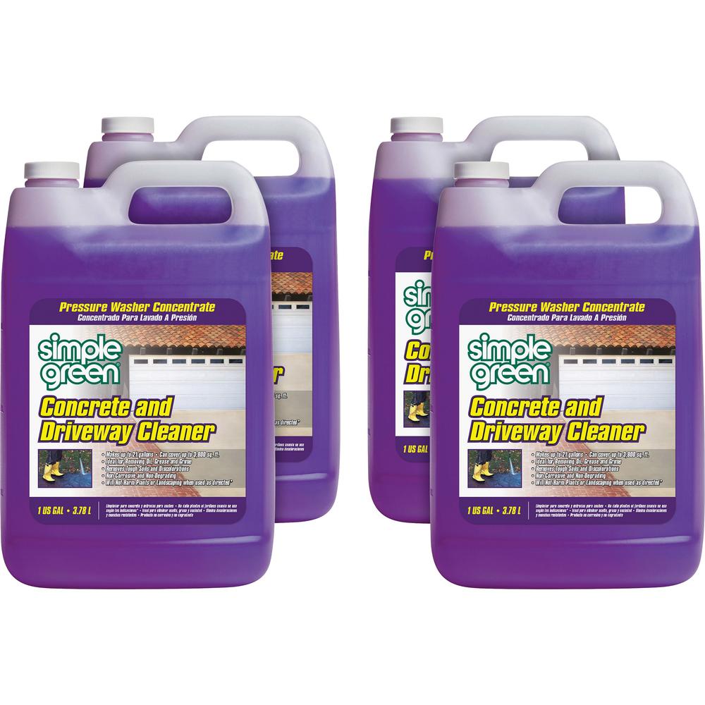 Simple Green Concrete/Driveway Cleaner Concentrate - Concentrate Liquid - 128 fl oz (4 quart) - 4 / Carton - Purple. Picture 1