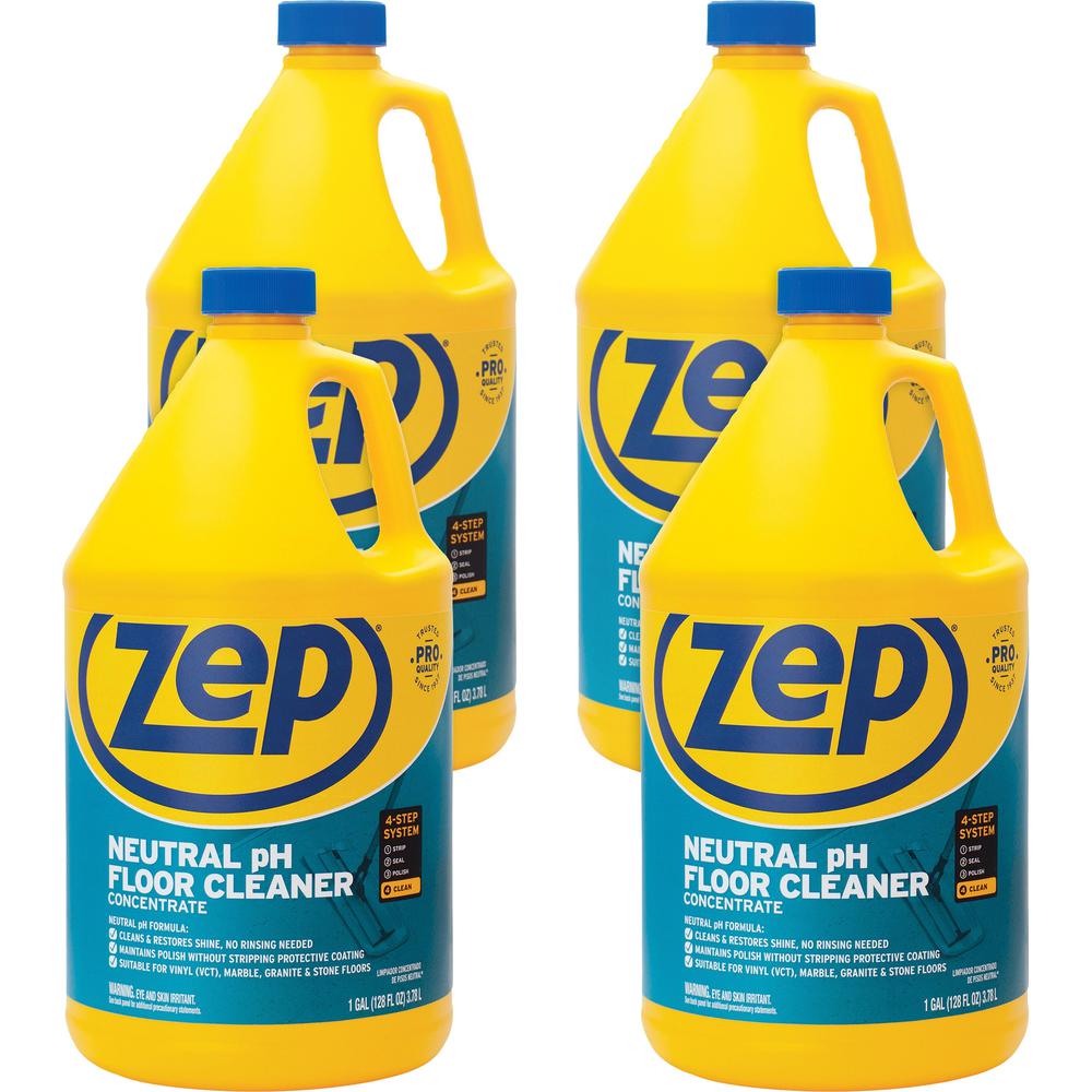 Zep Concentrated Neutral Floor Cleaner - Concentrate - 128 fl oz (4 quart) - 4 / Carton - Blue. Picture 1