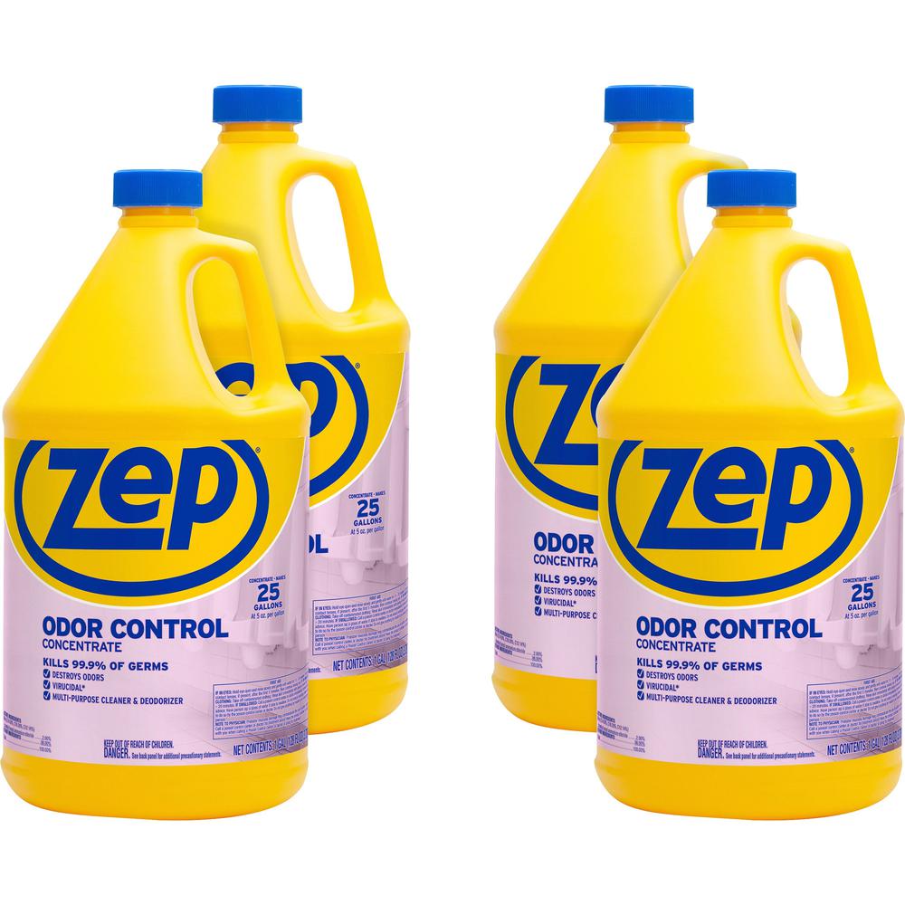 Zep Odor Control Concentrate - Concentrate - 128 fl oz (4 quart) - Fresh ScentBottle - 4 / Carton - Disinfectant - Blue. Picture 1