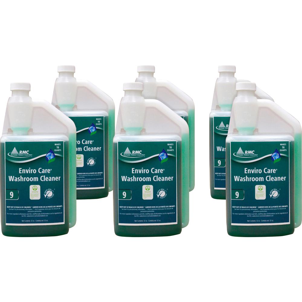 RMC Enviro Care Washroom Cleaner - Concentrate - 32 fl oz (1 quart) - 6 / Carton - Bio-based, Phosphate-free, Non-toxic - Blue, Green. Picture 1