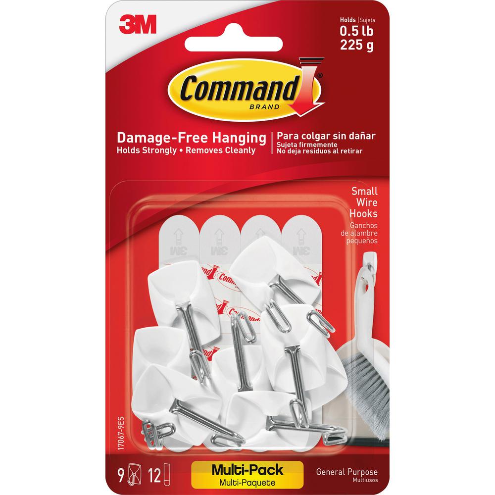 Command Small Wire Hooks Value Pack - 8 oz (226.8 g) Capacity - for Utensil - White - 9 / Pack. Picture 1