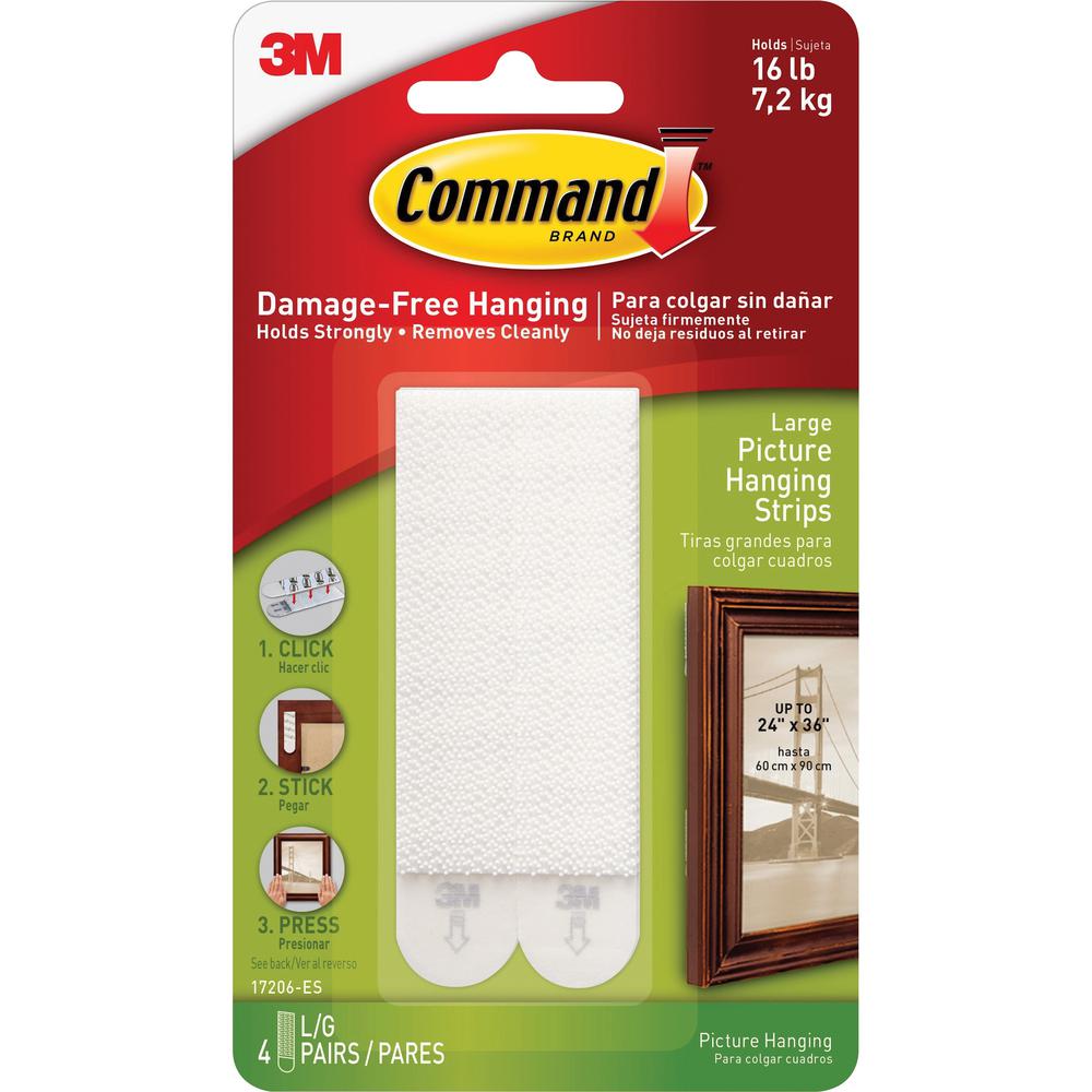 Command Large Picture Hanging Strips - 3.63" Length - 8 / Pack - White. Picture 1