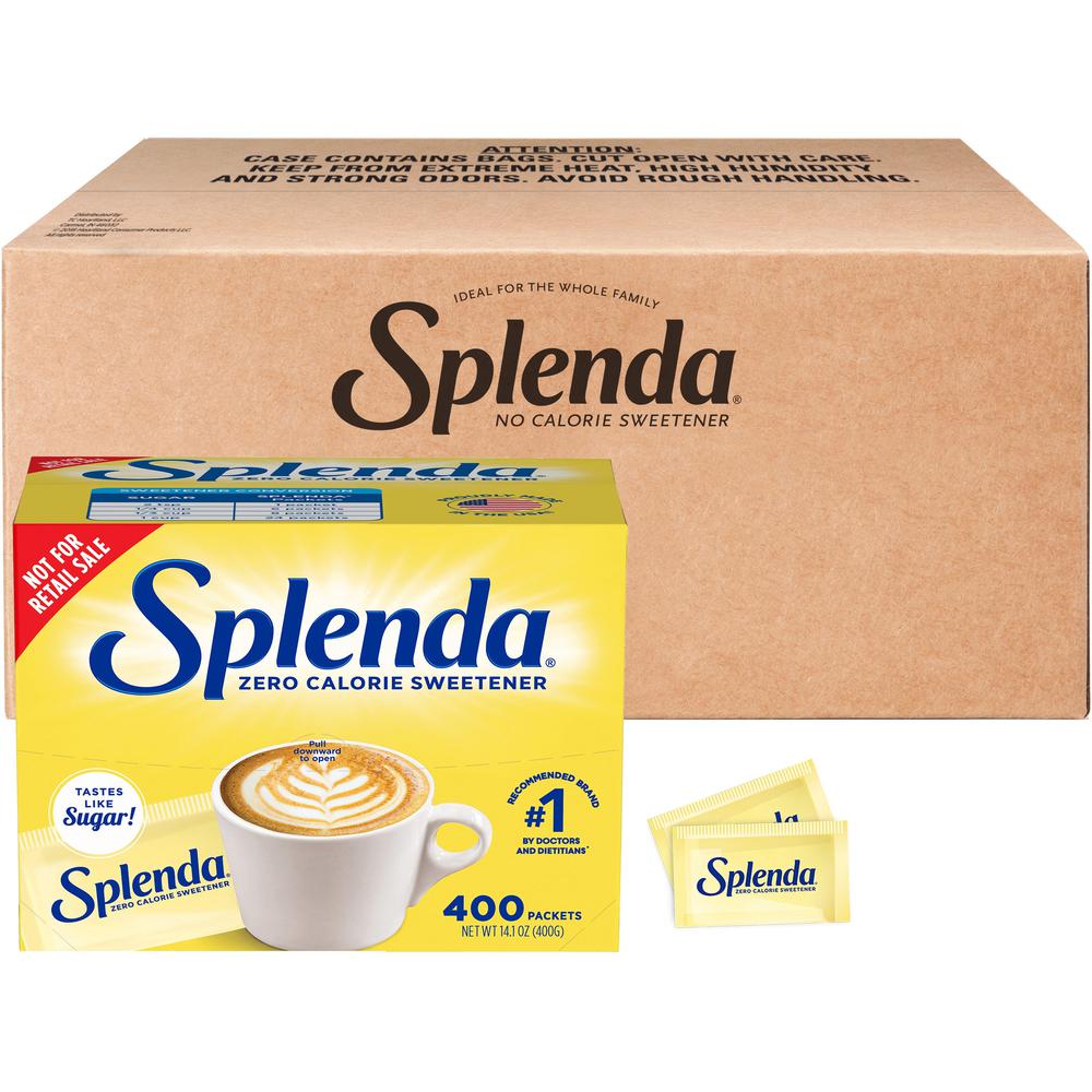 Splenda Single-serve Sweetener Packets - 0.035 oz (1 g) - Artificial Sweetener - 6/Carton - 400 Per Box. The main picture.