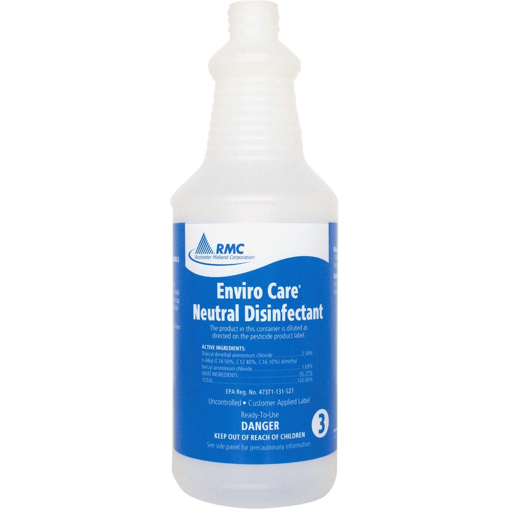 RMC Neutral Disinfectant Spray Bottle - 48 / Carton - Frosted Clear - Plastic. The main picture.