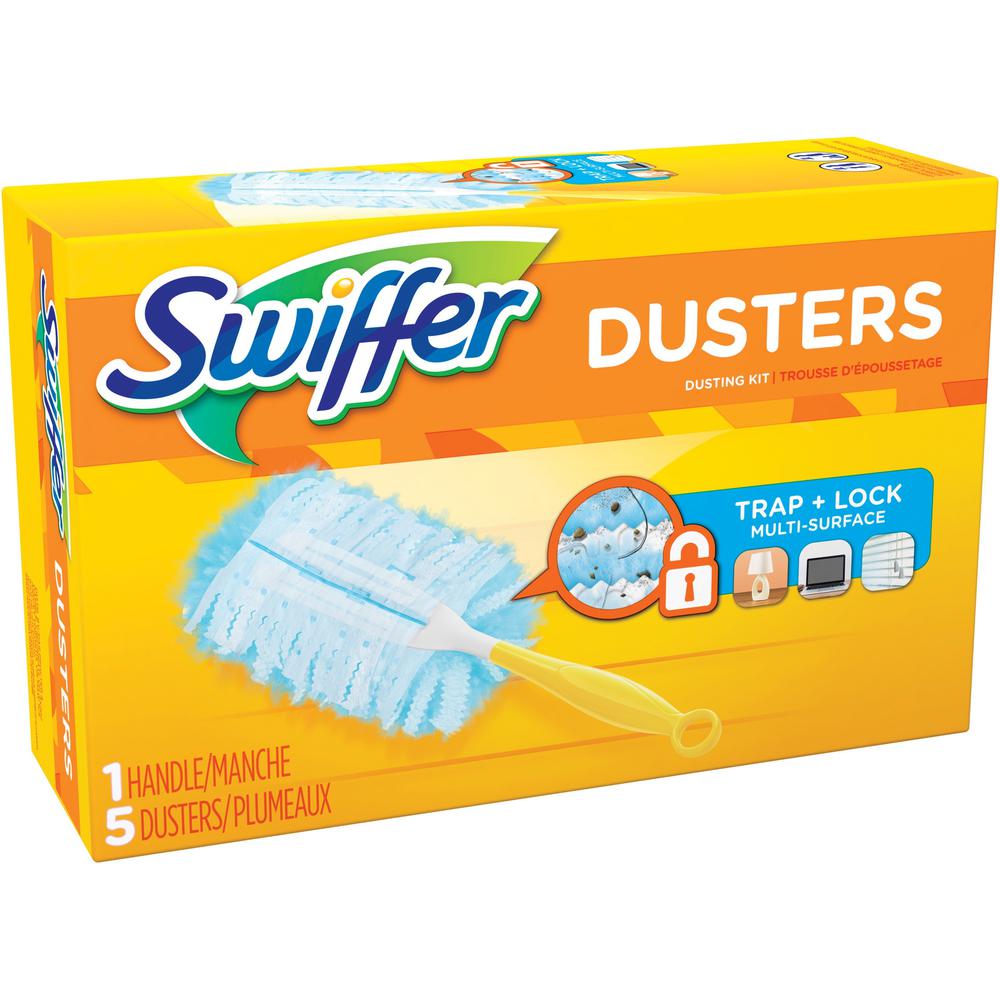 Swiffer Unscented Duster Kit - 5 pieces/Kit - 6 / Carton - Fiber - Blue, Yellow. Picture 1
